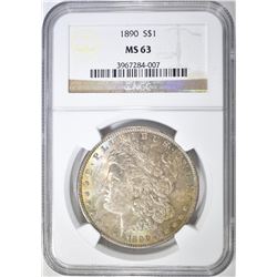 1890 MORGAN DOLLAR, NGC MS-63