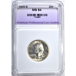 1935-S WASHINGTON QUARTER, APCG CH/GEM BU