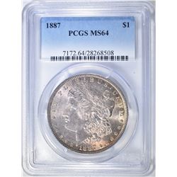 1887 MORGAN DOLLAR PCGS MS-64