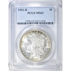 1921-D MORGAN DOLLAR PCGS MS-63