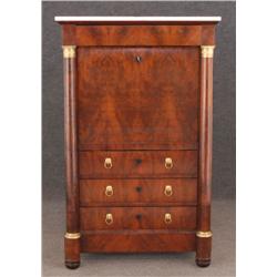 FRENCH EMPIRE SECRETAIRE ABATTANT with marble top