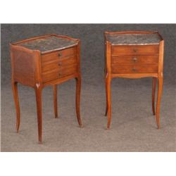 PAIR OF FRENCH STYLE BEDSIDE STANDS, with marble 