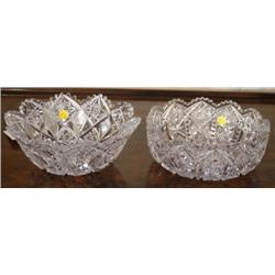 PAIR OF CUT GLASS BOWLS signed Hawkes and Libbey 