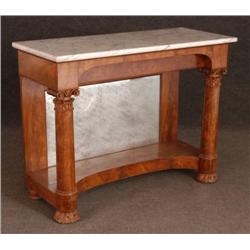 FRENCH EMPIRE PIER TABLE with marble top, 42"x32"