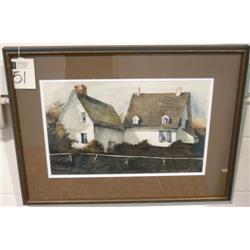 MARILYN CALDWELL 12"X20" watercolor cottage and f