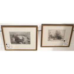 HALEY LEVER a pair of etchings, pencil signed, la
