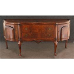 GEORGE II STYLE SIDEBOARD burled walnut, 77"x26"x