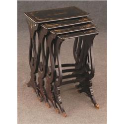 SET OF 4 ENGLISH NESTED LACQUERED TABLES, 19th ce