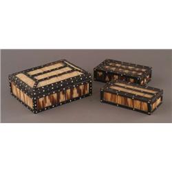 GROUP OF THREE ANGLO QUILLWORK BOXES the largest 