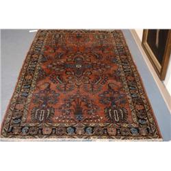 HAMADAN CARPET 4'2"x 6'10" low even pile circa 19