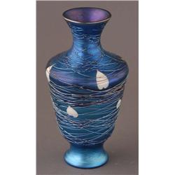 DURAND THREADED GLASS LAMP BASE, 8 1/2" high earl