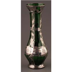 SILVER OVERLAY VASE 10" high circa 1900