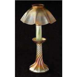 TIFFANY FAVRILE GLASS LAMP candlestick with ruffl