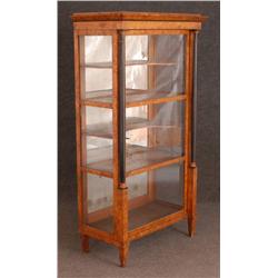 BIEDERMEIER BURLED ELM VITRINE with ebonised colu
