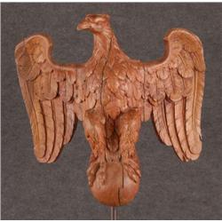 PILOT HOUSE EAGLE the carved bird perched on an o