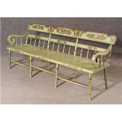 PENNSYLVANIA PAINTED SETTEE with stenciled decora