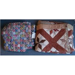 PAIR OF QUILTS yo-yo quilt and as-is patchwork st