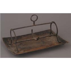 EARLY AMERICAN WROUGHT IRON PIPE STAND, 17" long 