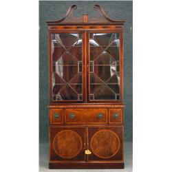 REGENCY STYLE MAHOGANY BREAKFRONT with inlaid doo