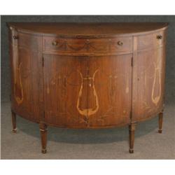 SATINWOOD DEMILUNE CABINET with inlay and starbur