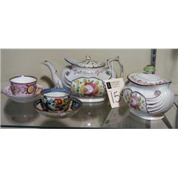 GROUP OF CREAMWARE King's Rose teapot and sugar t
