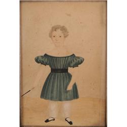 FOLK ART MINIATURE PORTRAIT 6 1/2"X 4 1/4" waterc