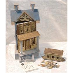 VICTORIAN MINIATURE DOLLHOUSE 12" high,together w