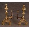 Image 1 : PAIR OF EDWARDIAN BRASS ANDIRONS circa 1910 