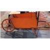 Image 1 : ORANGE PAINT DECORATED WHEEL BARROW, 54" long 19t