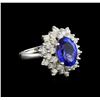 3.50 ctw Tanzanite and Diamond Ring - 14KT White Gold