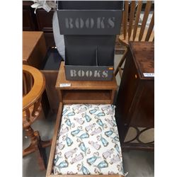 VINTAGE TELEPHONE TABLE AND BOOK RACK DECOR