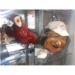 SOLAR PARROT AND VINTAGE PETER FIGURE HEAD
