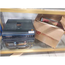 BOX OF RECORDS AND CITIZEN STEREO SYSTEM