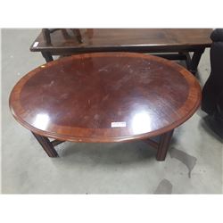 TWO TONE WOODEN OVAL COFFEE TABLE