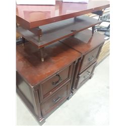 PAIR OF WOOD TWO DRAWER FILINF CABINETS