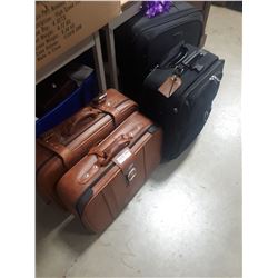 PAIR OF SMALL BROWN SUITCASES