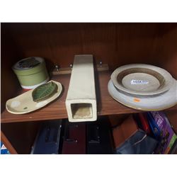 FIVE PIECES POTTERY AND OTHER HOME DECOR