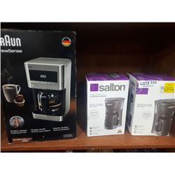 SHELF LOT THREE COFFEE MAKERS