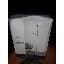 MAINSTAYS SILVER FLOOR LAMP WITH READING LIGHT