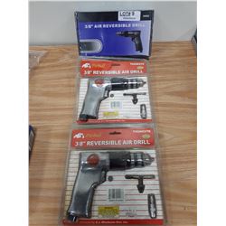 THREE NEW REVERSIBLE AIR DRILLS 3/8"