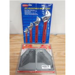 NEW 4 PC ADJUSTABLE WRENCH AND 30 PC HEX KEY SETS