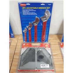 NEW 4 PC ADJUSTABLE WRENCH AND 30 PC HEX KEY SETS