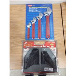 NEW 4 PC ADJUSTABLE WRENCH AND 30 PCHEX KEY SET
