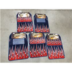 FIVE SETS 4 PC FLAMES CAR FLOORMATS