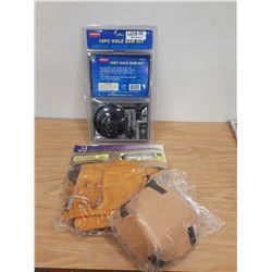 NEW 16 PC HOLE SAW KIT WITH ONE NEW TOOL POUCH, 1 PAIR KNEE PADS