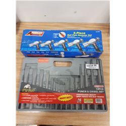 NEW 5 PC BALL PEIN HAMMER AND 14 PC PUNCH AND CHISEL SETS
