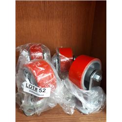 FOUR NEW RED CASTOR WHEELS