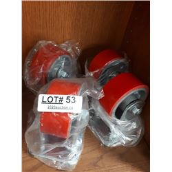 FOUR NEW RED CASTOR WHEELS