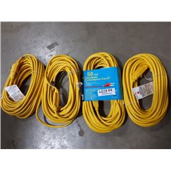 FOUR NEW FIFTY FOOT OUTDOOR EXTENSION CORDS