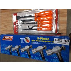 FIVE PC BALL PEIN HAMMER SET AND FIVE PC AWL SET